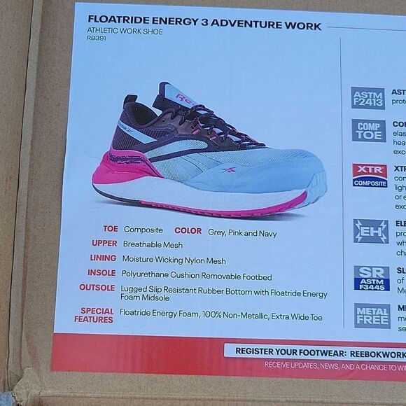 REEBOK protective toe OUTDOOR ADVENTURE DIABETIC WORK SNEAKERS 10.5 10 1/2 - Picture 11 of 12